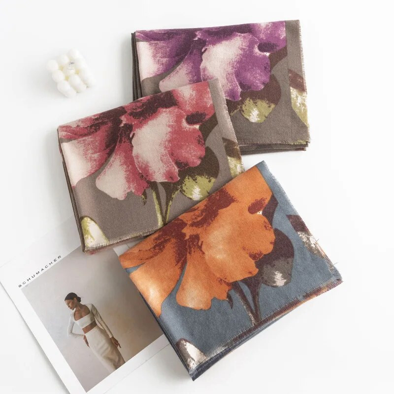 Ziedu šalle Sieviešu šalle, īpaši mīksta modes šalle, gara, viegla, silta šalle, šalles aptinums