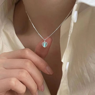 Колие Kpop Heart French Lucky Bean Love Clavicle Chain Корейско просто женско двуслойно колие Женска висулка за жени