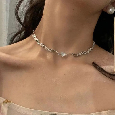Колие Kpop Heart French Lucky Bean Love Clavicle Chain Корейско просто женско двуслойно колие Женска висулка за жени