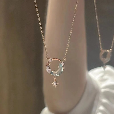 Колие Kpop Heart French Lucky Bean Love Clavicle Chain Корейско просто женско двуслойно колие Женска висулка за жени