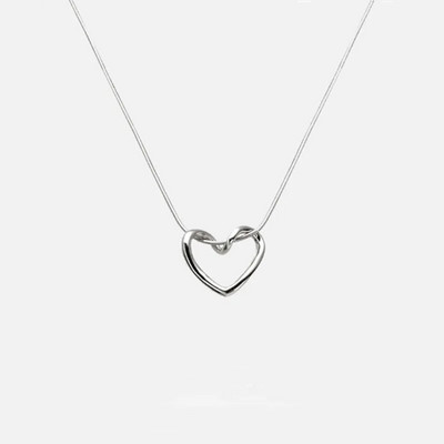 Колие Kpop Heart French Lucky Bean Love Clavicle Chain Корейско просто женско двуслойно колие Женска висулка за жени