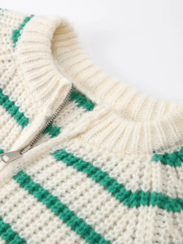 Široki pleteni kardigan, ženski ženski džemper s francuskim vintage prugama, mekani, meki, kontrastni, ženski pulover, jesen 2023., ženski kaput s velikim džepovima