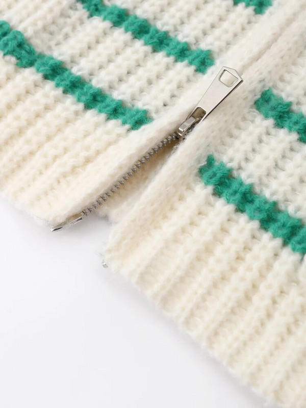 Široki pleteni kardigan, ženski ženski džemper s francuskim vintage prugama, mekani, meki, kontrastni, ženski pulover, jesen 2023., ženski kaput s velikim džepovima