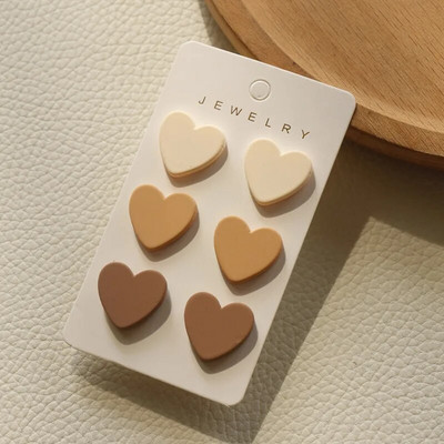 3 pár/szett szív akril fülbevaló női Macaron színes pöttyös leopárdcsíkos fülbevaló Korea ékszer kiegészítők