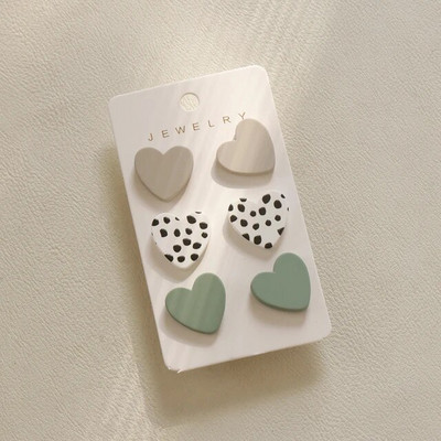 3 pár/szett szív akril fülbevaló női Macaron színes pöttyös leopárdcsíkos fülbevaló Korea ékszer kiegészítők