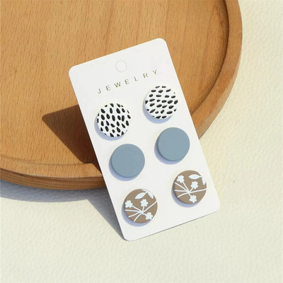 3 pár/szett szív akril fülbevaló női Macaron színes pöttyös leopárdcsíkos fülbevaló Korea ékszer kiegészítők