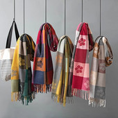 Zimski šal od kariranog karira i jednobojnog kašmira, topli šalovi, dodaci za hladno vrijeme, šalovi s resama