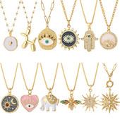 Srce Evil Blue Eye Ogrlica od sunca za žene Slatki pas Pčela Slon Privjesak zlatne boje Ženske ogrlice Dugi lančići od nehrđajućeg čelika