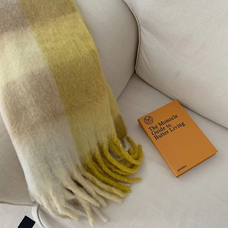 Karirani šalovi za žene zime, dugi šalovi za žene s resama, super mekani šalovi za žene zime