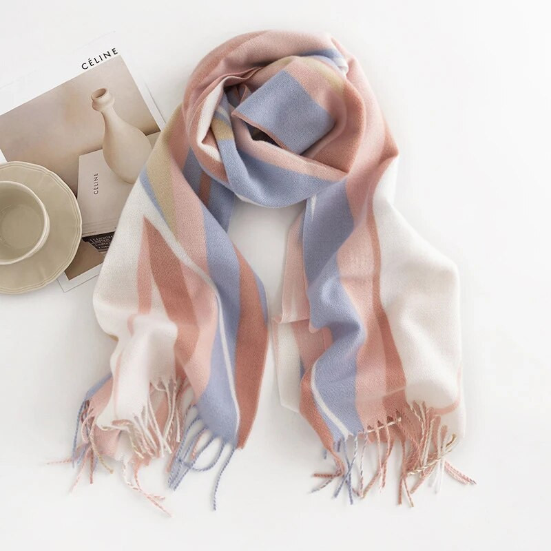 Viseljen női hosszú kockás sálat, vaskos, túlméretezett téli/őszi meleg sálat, nagy tartán sálakat, becsomagolt kendőtakarót