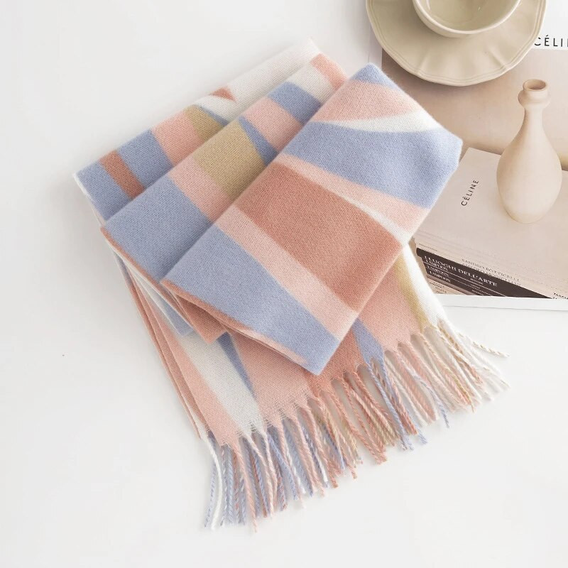 Viseljen női hosszú kockás sálat, vaskos, túlméretezett téli/őszi meleg sálat, nagy tartán sálakat, becsomagolt kendőtakarót