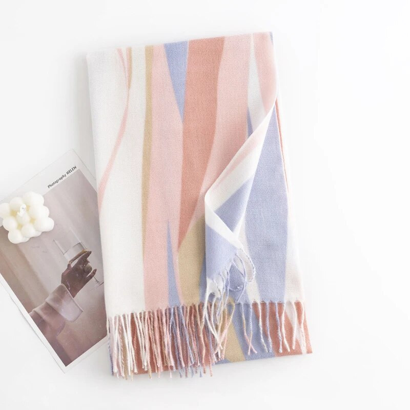 Viseljen női hosszú kockás sálat, vaskos, túlméretezett téli/őszi meleg sálat, nagy tartán sálakat, becsomagolt kendőtakarót