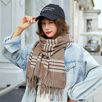 Изкуствени кашмирени шалове за жени есен и зима удебелен термичен ток велурен шал Корейска версия на вълнен шал P01