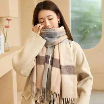 Дамски шал, модни дамски карирани шалове, зимни/есенни топли меки шалове от пашмина и опаковки, дълъг шал с одеяло