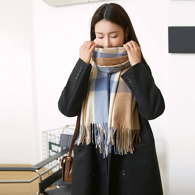 Sieviešu šalle, modes rūtaini šalles sievietēm, ziemas/rudens silti, mīksti pašmāju šalles un aptinumi, gara segas šalle