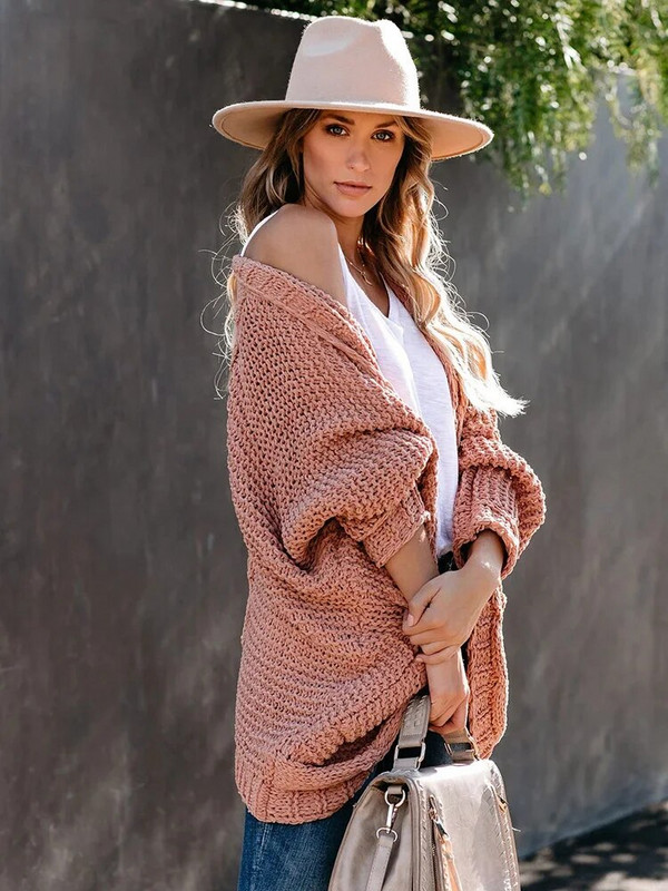 Fitshinling BOHO pleteni kardigan s rukavima u obliku krila šišmiša, praznični preveliki zimski kaput s uvijenim opuštenim starinskim dugim kardiganom