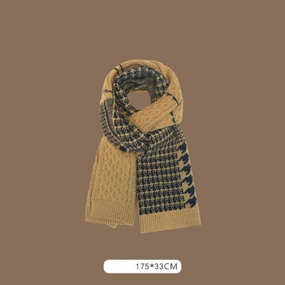 Ženski šal u smeđem stilu, modni karirani šalovi, rešetkasti zima, jesen, topli rešetkasti veliki šalovi, darovi
