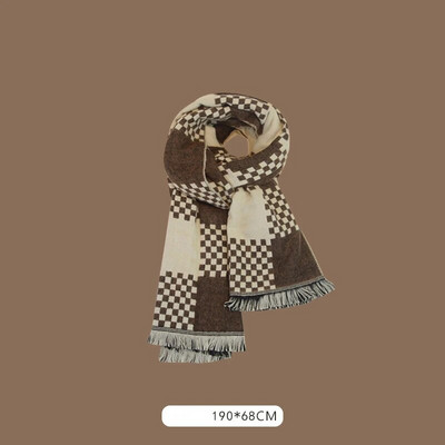 Ženski šal u smeđem stilu, modni karirani šalovi, rešetkasti zima, jesen, topli rešetkasti veliki šalovi, darovi