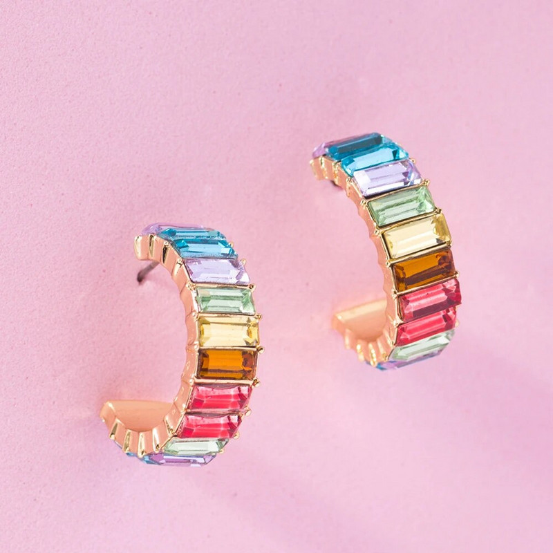 Lost Lady modne višebojne kristalne staklene naušnice s manžetama za djevojke Ženske geometrijske naušnice Veleprodaja nakita za svadbe
