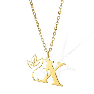 Skaistums Ziedi Sākotnējā Kaklarota Sievietēm Meitenēm Dāvanas Nerūsējošā tērauda Zelta Krāsu Burtu Kulons Kaklasaites Alfabēta Rotaslietas Bezmaksas piegāde