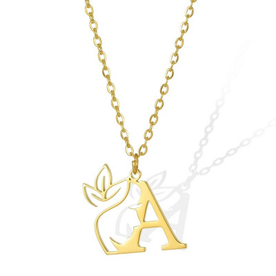 Skaistums Ziedi Sākotnējā Kaklarota Sievietēm Meitenēm Dāvanas Nerūsējošā tērauda Zelta Krāsu Burtu Kulons Kaklasaites Alfabēta Rotaslietas Bezmaksas piegāde