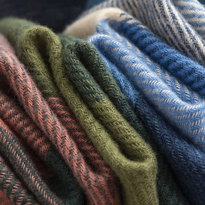 Ženski modni šalovi, dugi šal, zimski debeli topli pleteni veliki karirani šal