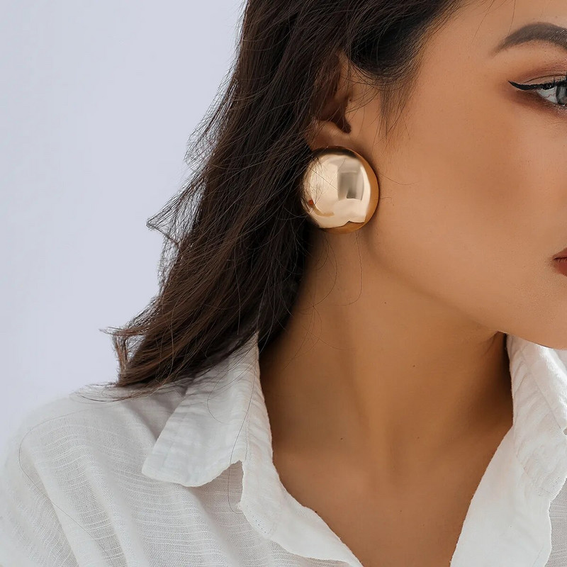 Ingemark Punk Smooth Kerek Nagy golyós Fém Fülbevaló Női Klasszikus Vintage Arany Szín Piercing Fülbevaló Steampunk Ékszer