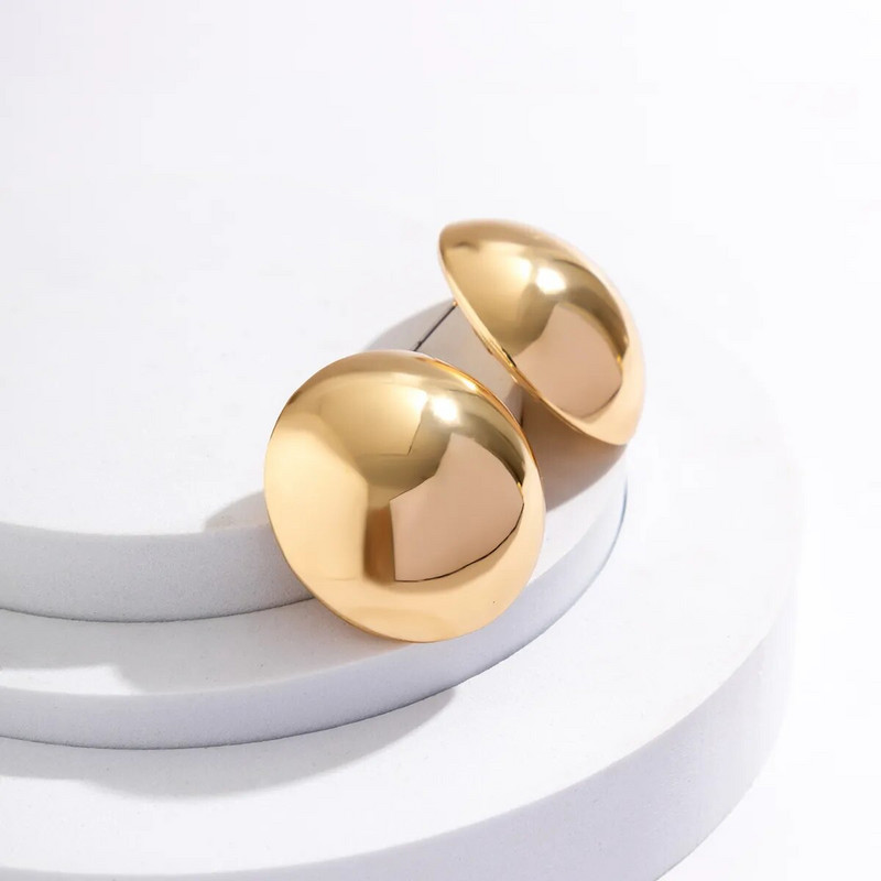 Ingemark Punk Smooth Kerek Nagy golyós Fém Fülbevaló Női Klasszikus Vintage Arany Szín Piercing Fülbevaló Steampunk Ékszer