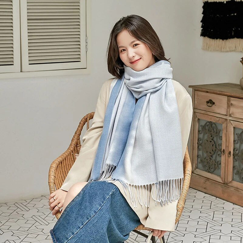 Γυναικείο φουλάρι κασμίρ Feel, Χειμωνιάτικο κασκόλ ζεστό περιτυλίγματος, ντεγκραντέ κασκόλ, Γενέθλια για γυναίκες, κυρία, κορίτσι