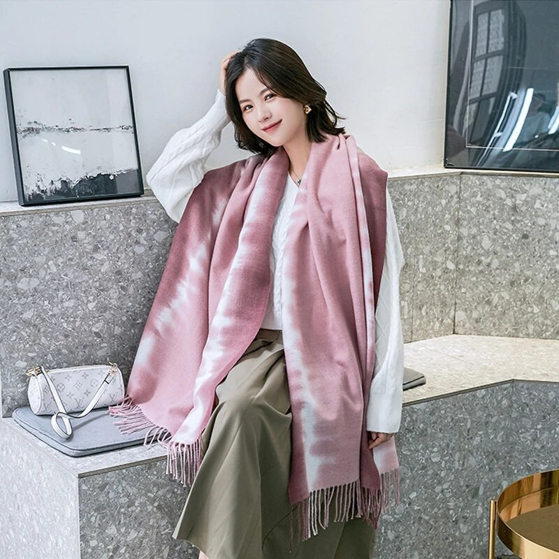 Γυναικείο φουλάρι κασμίρ Feel, Χειμωνιάτικο κασκόλ ζεστό περιτυλίγματος, ντεγκραντέ κασκόλ, Γενέθλια για γυναίκες, κυρία, κορίτσι