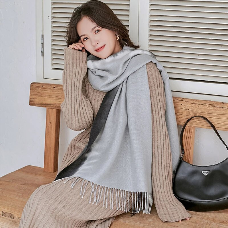 Γυναικείο φουλάρι κασμίρ Feel, Χειμωνιάτικο κασκόλ ζεστό περιτυλίγματος, ντεγκραντέ κασκόλ, Γενέθλια για γυναίκες, κυρία, κορίτσι