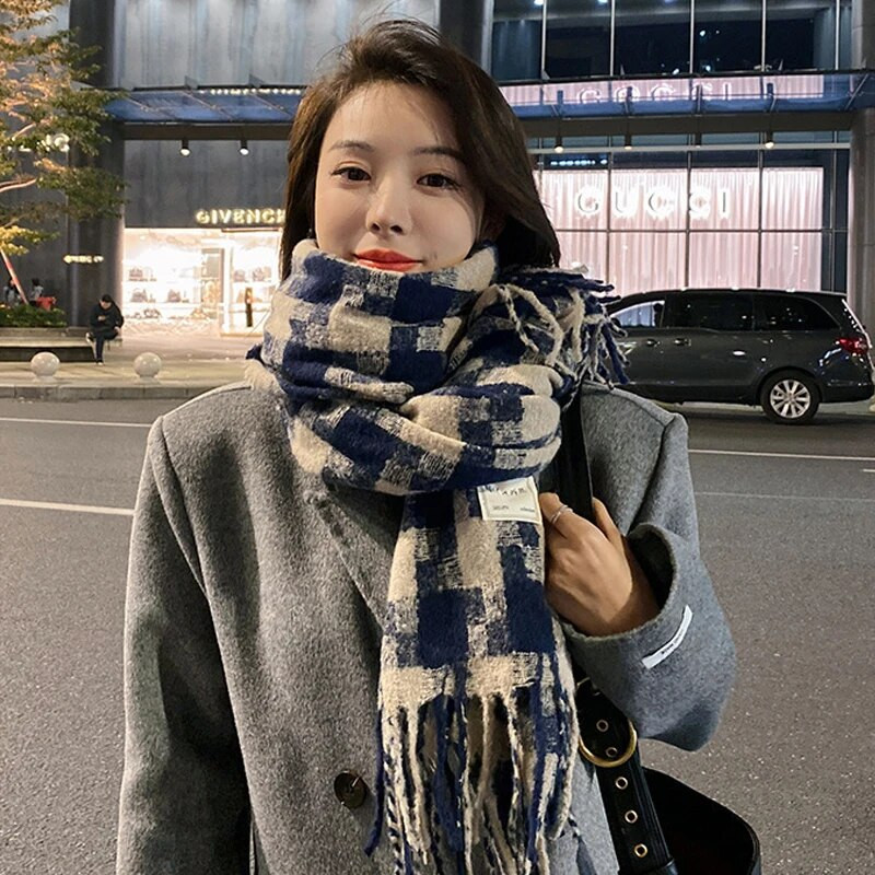 Γυναικείο μαντήλι μακρύ σάλι μόδας, μεγάλο κασκόλ, χειμωνιάτικο ζεστό δικτυωτό μεγάλο κασκόλ, προσωπική διακόσμηση, δώρο για γυναίκες κορίτσι