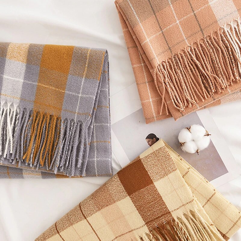 Ženski dugi karirani pokrivač šal, zdepast preveliki topli šal za zimu/jesen, veliki tartan šalovi, ženski darovi sa omotanim šalom