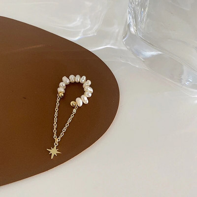 Prancūziškas perlų ausų segtukas moterims netikras auskarų vėrimas ausų rankogaliais Retro Elegantiškos netaisyklingos natūralaus perlų ausų segtukai ant auskarų Papuošalai Dovana