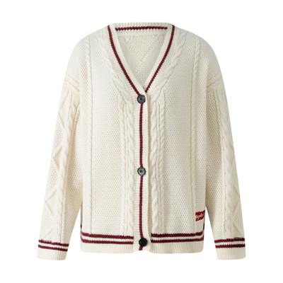 Γυναικεία χειμερινή πλεκτή ζακέτα με μακρυμάνικο V λαιμόκοψη Πλεκτό με κουμπιά