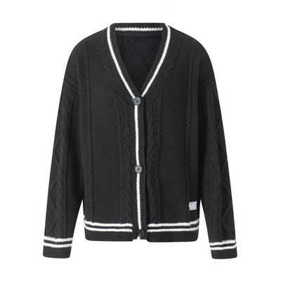 Γυναικεία χειμερινή πλεκτή ζακέτα με μακρυμάνικο V λαιμόκοψη Πλεκτό με κουμπιά