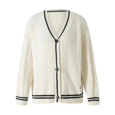 Γυναικεία χειμερινή πλεκτή ζακέτα με μακρυμάνικο V λαιμόκοψη Πλεκτό με κουμπιά