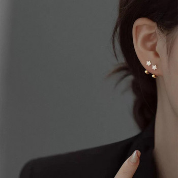 2 τμχ Ανοξείδωτο ατσάλι Χρυσό Χρώμα Minimal Κρυστάλλινο Αστέρι Σκουλαρίκια Αστέρι Γυναικεία Κορεατικά καρφιά έλικα Tragus Cartilage Piercing Κοσμήματα
