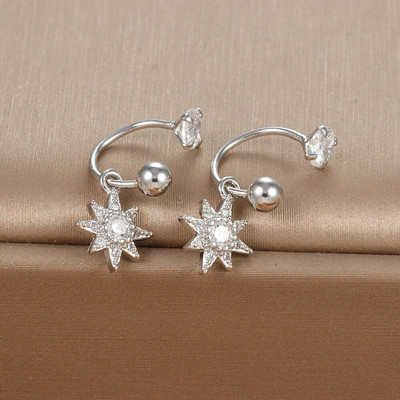 2PC nerūsējošā tērauda zelta krāsa minimāla kristāla zvaigzne ausu kniedes auskari sievietēm korejiešu spirālveida kniedes Tragus skrimšļa pīrsings rotaslietas