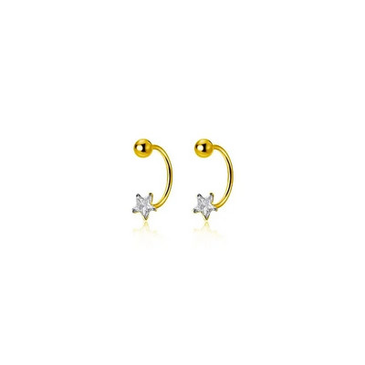 2PC nerūsējošā tērauda zelta krāsa minimāla kristāla zvaigzne ausu kniedes auskari sievietēm korejiešu spirālveida kniedes Tragus skrimšļa pīrsings rotaslietas