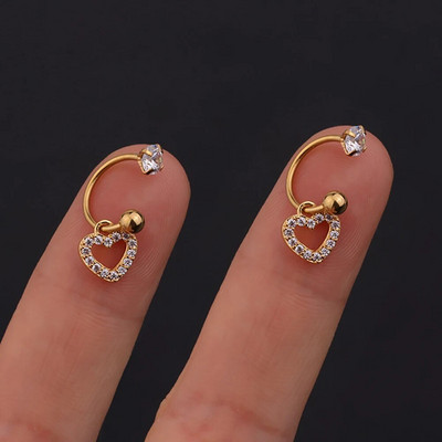 2PC nerūsējošā tērauda zelta krāsa minimāla kristāla zvaigzne ausu kniedes auskari sievietēm korejiešu spirālveida kniedes Tragus skrimšļa pīrsings rotaslietas