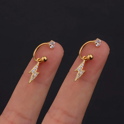 2PC nerūsējošā tērauda zelta krāsa minimāla kristāla zvaigzne ausu kniedes auskari sievietēm korejiešu spirālveida kniedes Tragus skrimšļa pīrsings rotaslietas