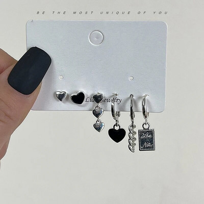 4PCS/SET Novi dizajn zlatno-srebrne metalne geometrijske nepravilne lančane naušnice s kopčom za žene bez probušenih ušiju 2022.