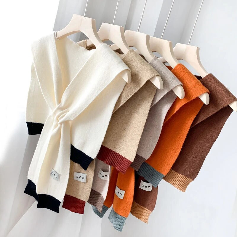 Šalovi za žene, pulover pleteni šalovi s čvorovima, šalovi za ležerna putovanja, ogrtači na ramena, modni omoti