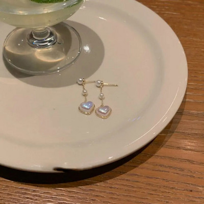 Modes franču, jauki eleganti vintage mini luksusa loki, sirds auss, korejiešu stila pērļu auskari, sieviešu nolaižamie auskari