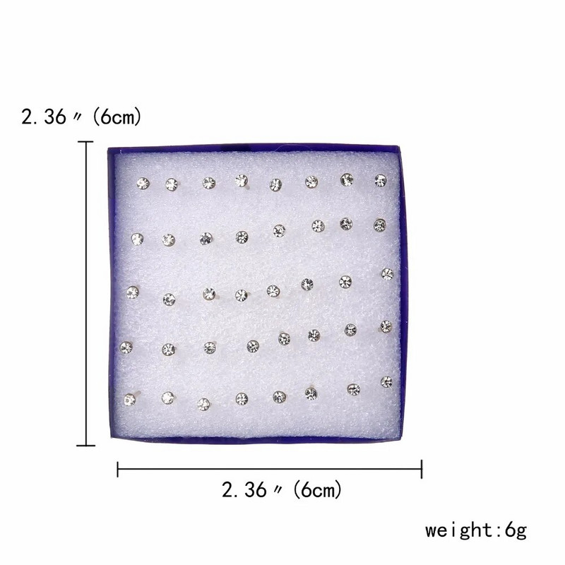 20 pari/komplet bijelih kristalnih naušnica za žene Set naušnica Nakit Komplet naušnica sa vještim kamenčićima Pakiranje brincos