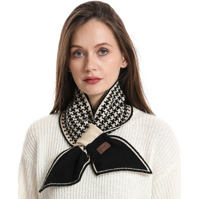 Houndstooth 2023 Novi karirani luksuzni brend Pleteni šal od kašmira za žene Zima Topli dugi mršavi mali šal Maramice