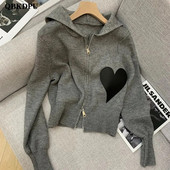 Eleganta, mīlestības aplikācija, ikdienas trikotāžas jaciņa ar rāvējslēdzēju