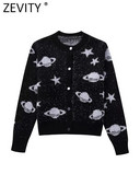 Zevity NOVO Ženska moda O izrez Metalik linija Heklani pleteni pulover Ženski šik kardigan dugih rukava Gumbi Gornji kaputi CT5345