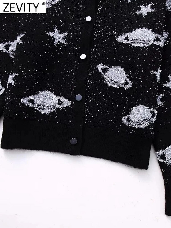 Zevity NOVO Ženska moda O izrez Metalik linija Heklani pleteni pulover Ženski šik kardigan dugih rukava Gumbi Gornji kaputi CT5345